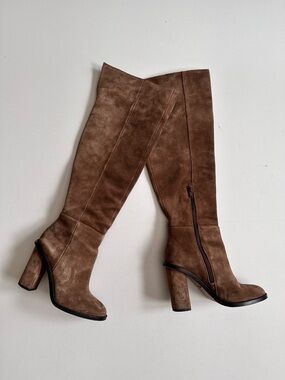 Gianni Bini Barrine Brown Over The Knee Suede Boots Size 5.5